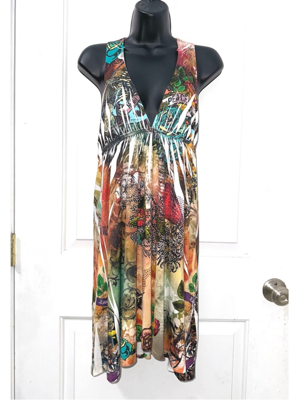 S-12, S-Twelve sleeveless dress with lots of embellishment with rhinestones